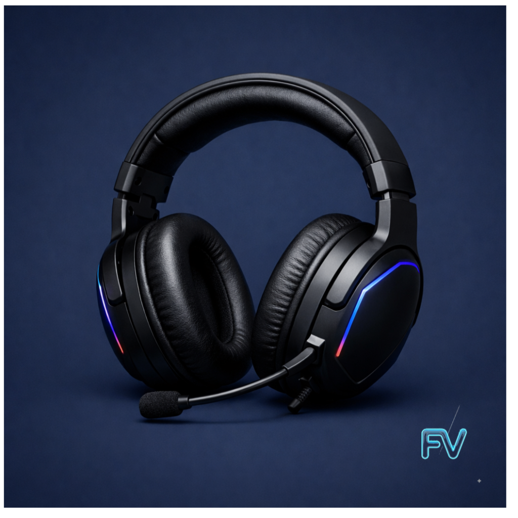 blue headphones